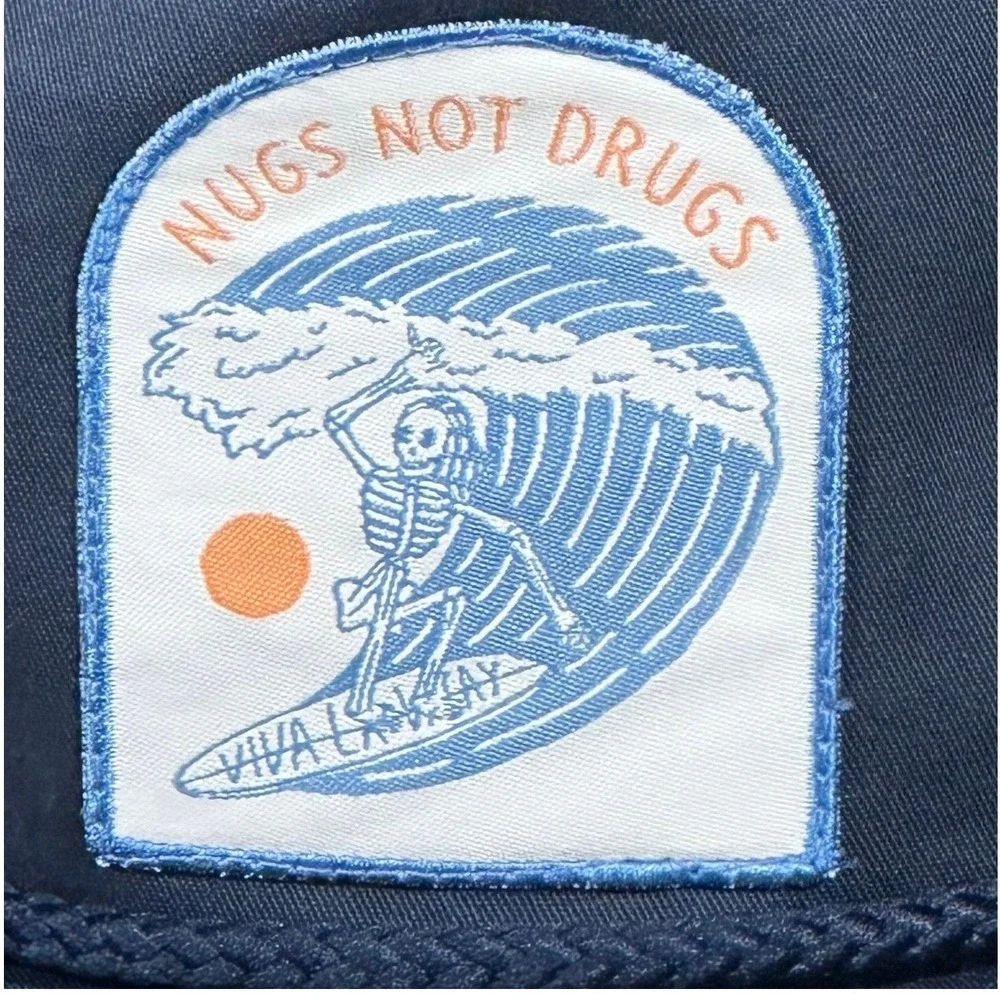 Viva La Vacay‎ Snapback Hat Unisex Adjustable Navy Blue Nugs Not Drugs Surf Rope